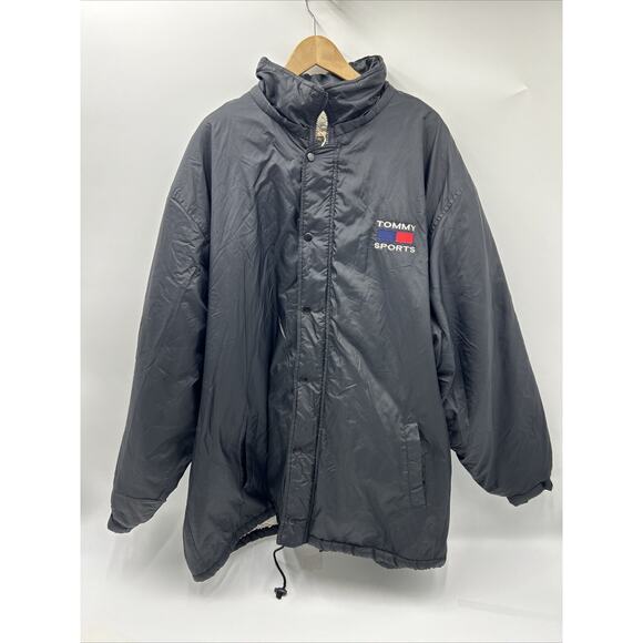 VTG 90s TOMMY HILFIGER BOOTLEG STADIUM PARKA COAT FLEECE LINED Men’s 2XL NO HOOD - Picture 3 of 9